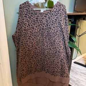 White Crow Brown Leopard Print Long Sleeve Top
